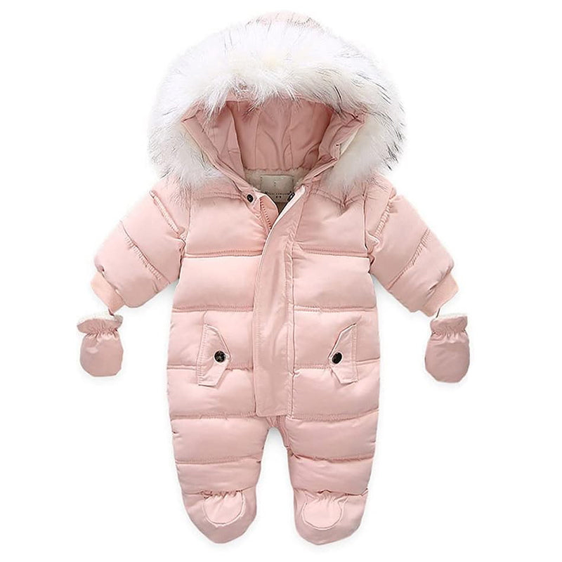 Baby Snowsuit with Hood & Mittens Waterproof Winter Romper