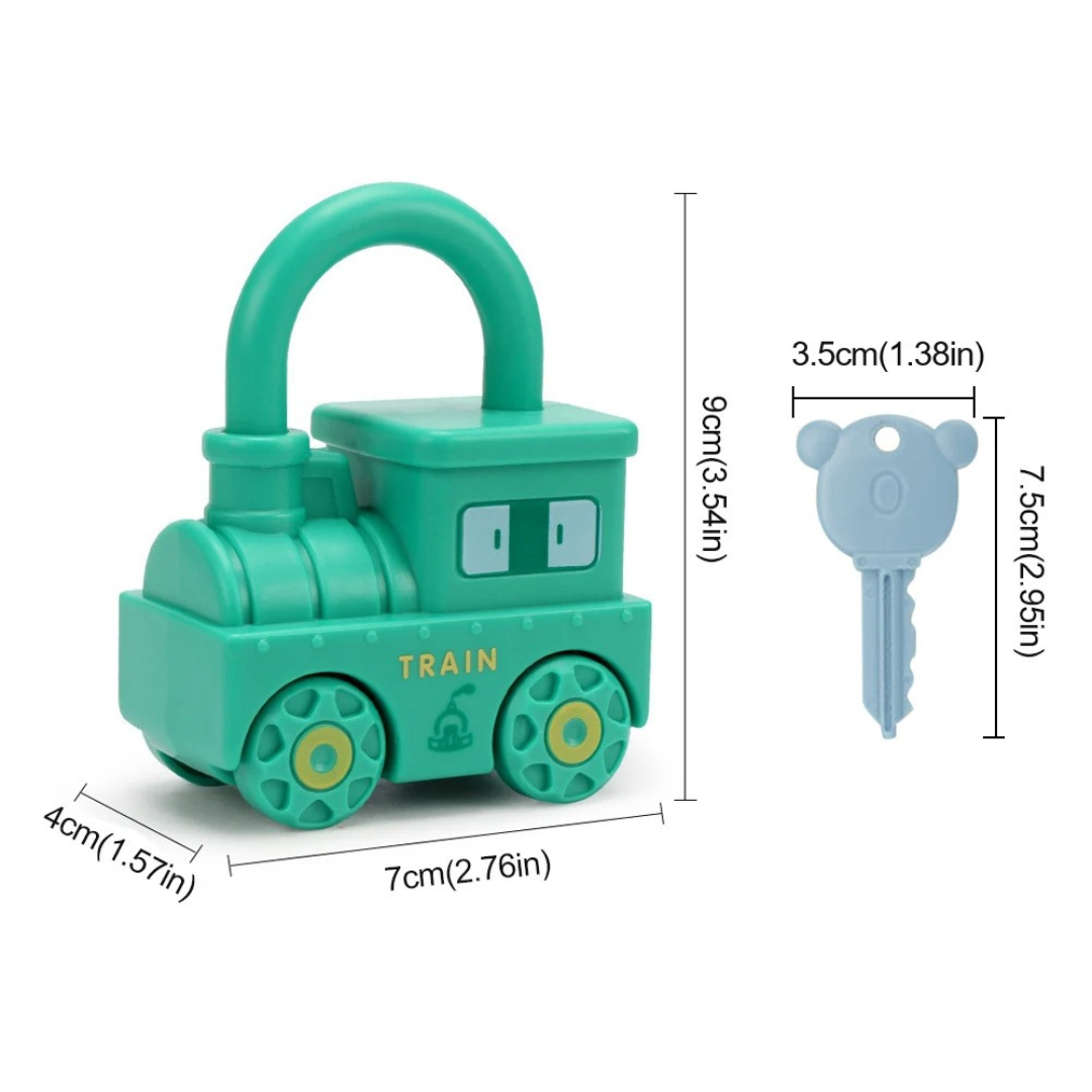 Lock and Key Matching Toy Set with 6 Vehicle Locks and Numbered Keys