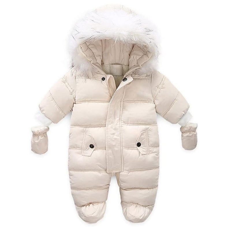 Baby Snowsuit with Hood & Mittens Waterproof Winter Romper