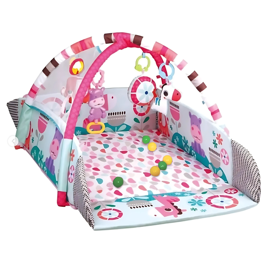 Baby Fitness Frame with Crawling Mat, Learning Play Gym with Soft Toys