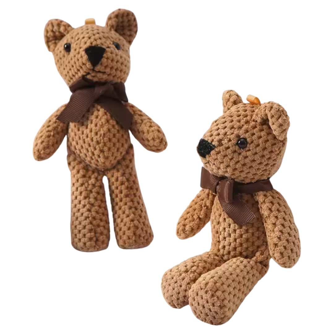 Set of 2 Handmade 100% Cotton Plush Teddy Bears – Soft Hanging Dolls