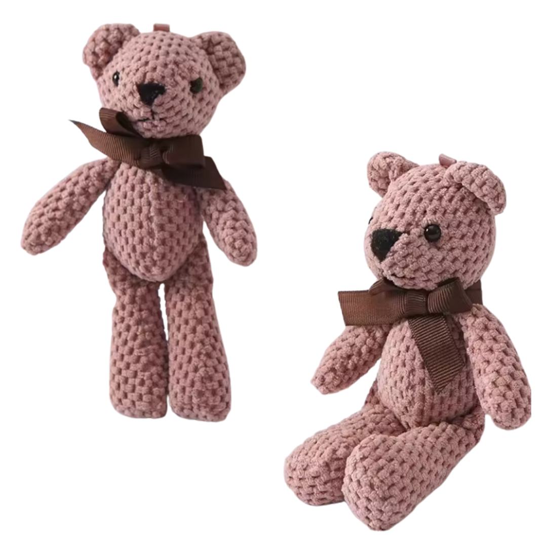 Set of 2 Handmade 100% Cotton Plush Teddy Bears – Soft Hanging Dolls