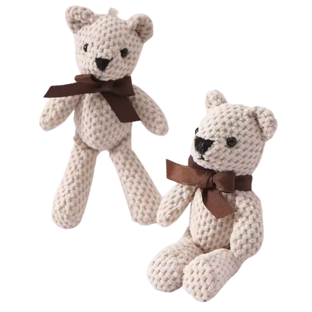Set of 2 Handmade 100% Cotton Plush Teddy Bears – Soft Hanging Dolls