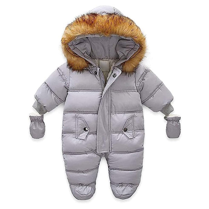 Baby Snowsuit with Hood & Mittens Waterproof Winter Romper