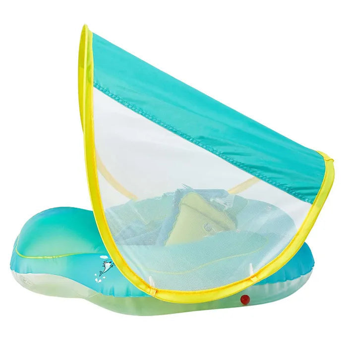Baby Float with Canopy, Inflatable Pool Ring for 3–36 Months, Blue