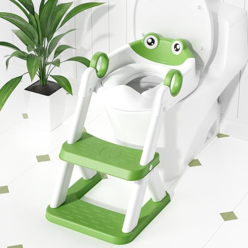 Frog Potty Training Seat With Step, Kids WC Adapter For Boys & Girls
