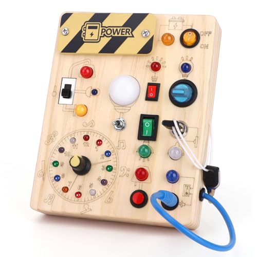 Montessori Busy Board with LED Lights and Switches for Toddlers