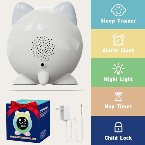 Kids Alarm Clock with Sleep Trainer, Night Light, and Nap Timer