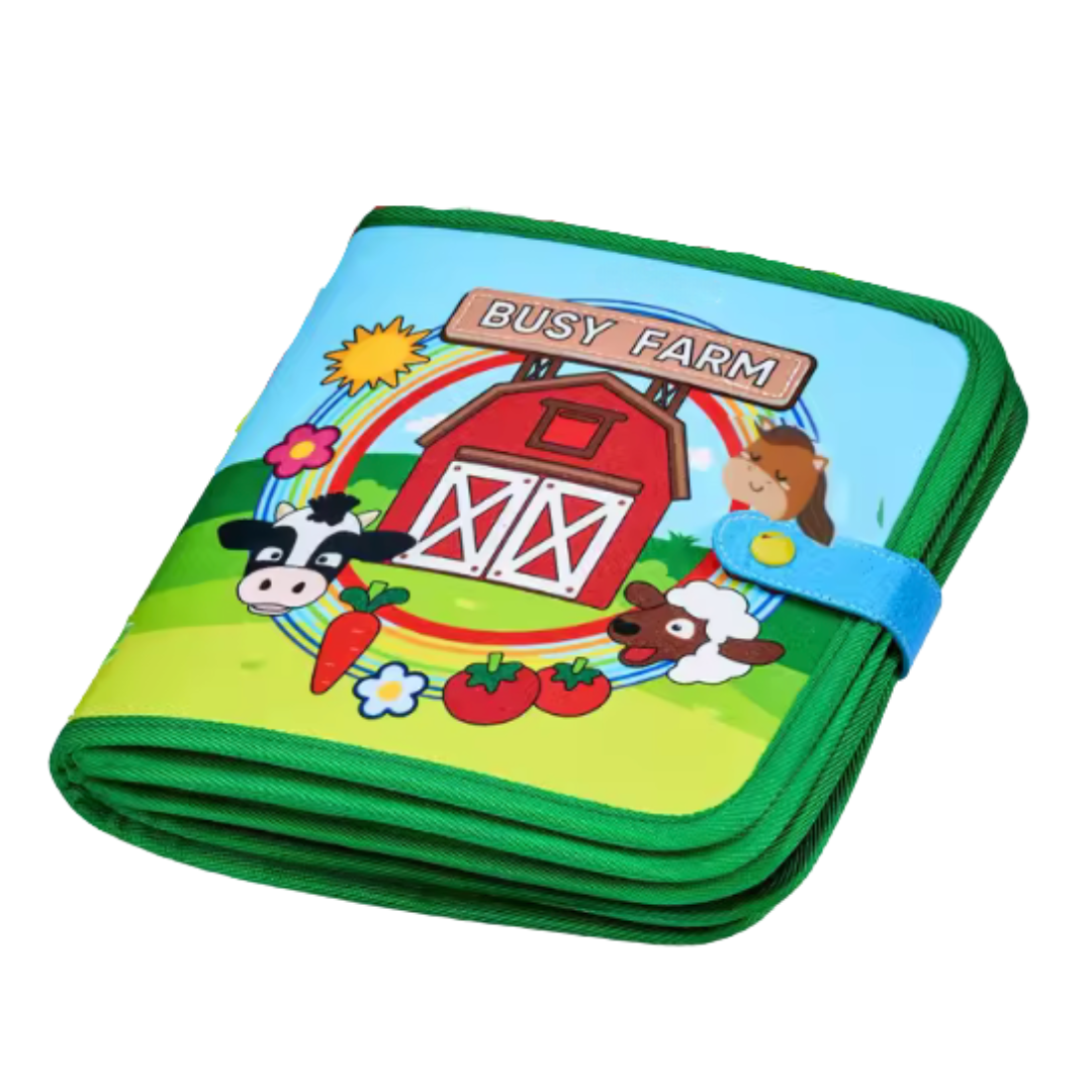 Montessori Activity Book, Removable Shapes, Pink House/Green Farm