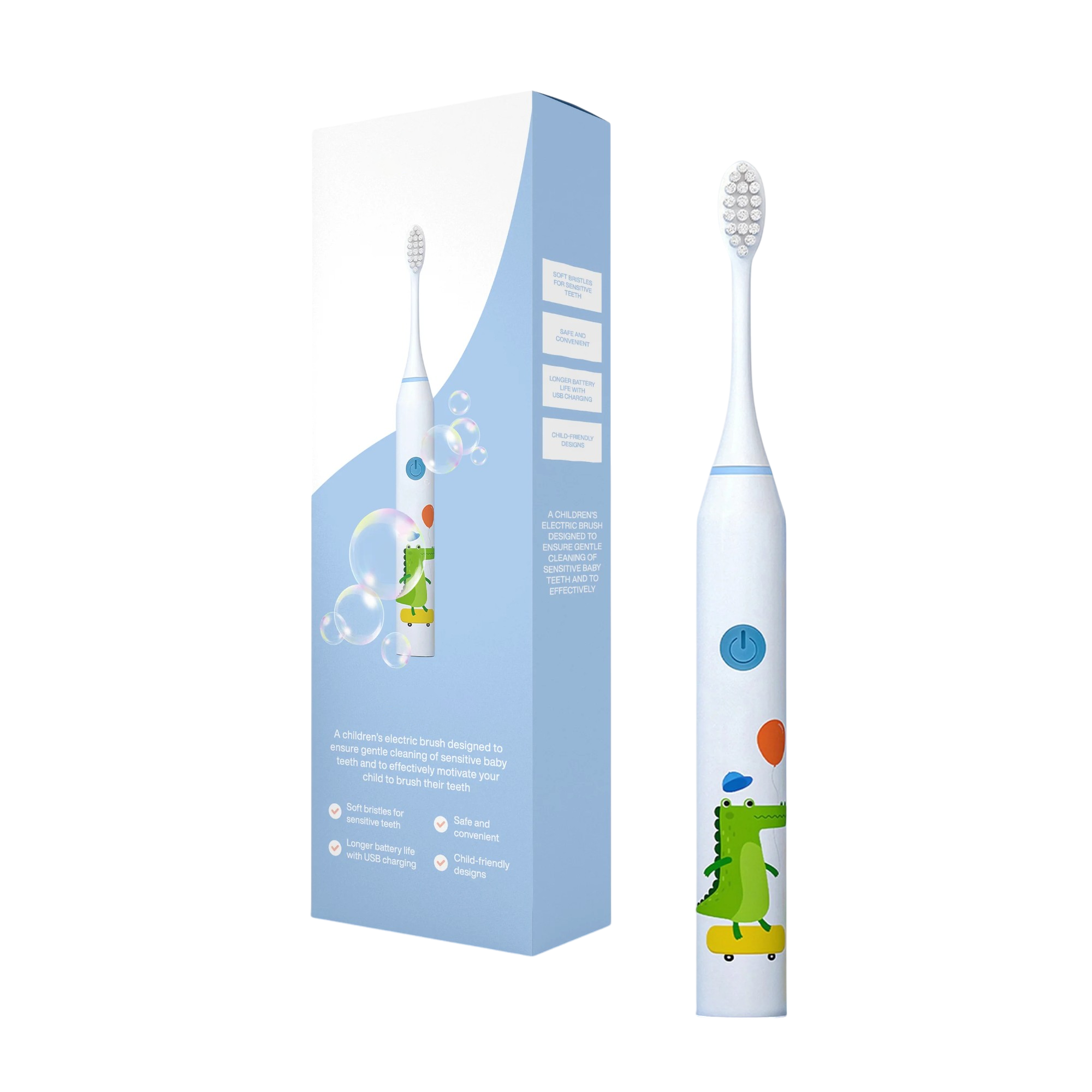 Electric Toothbrush Kids with Bear, Giraffe, Crocodile Rabbit Design