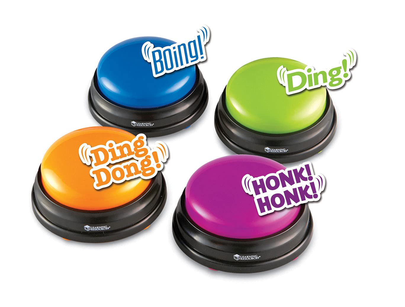 Learning Game Show Buzzers Set of 4 Colorful Pre-Recorded Sounds