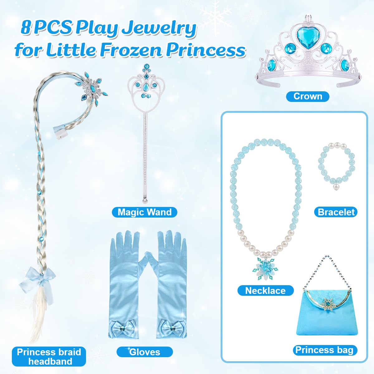 Light Up Princess Dress Costume with Crown Wand Jewelry for Girls
