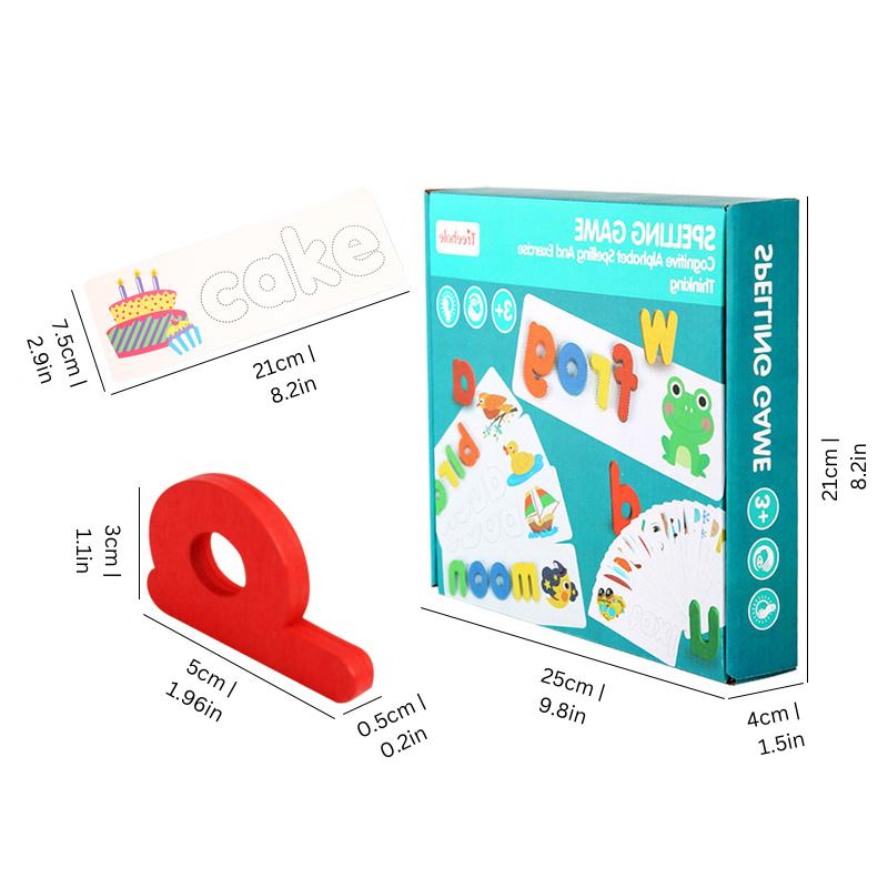Alphabet Spelling Game with Flash Cards and Letter Blocks for Ages 3+