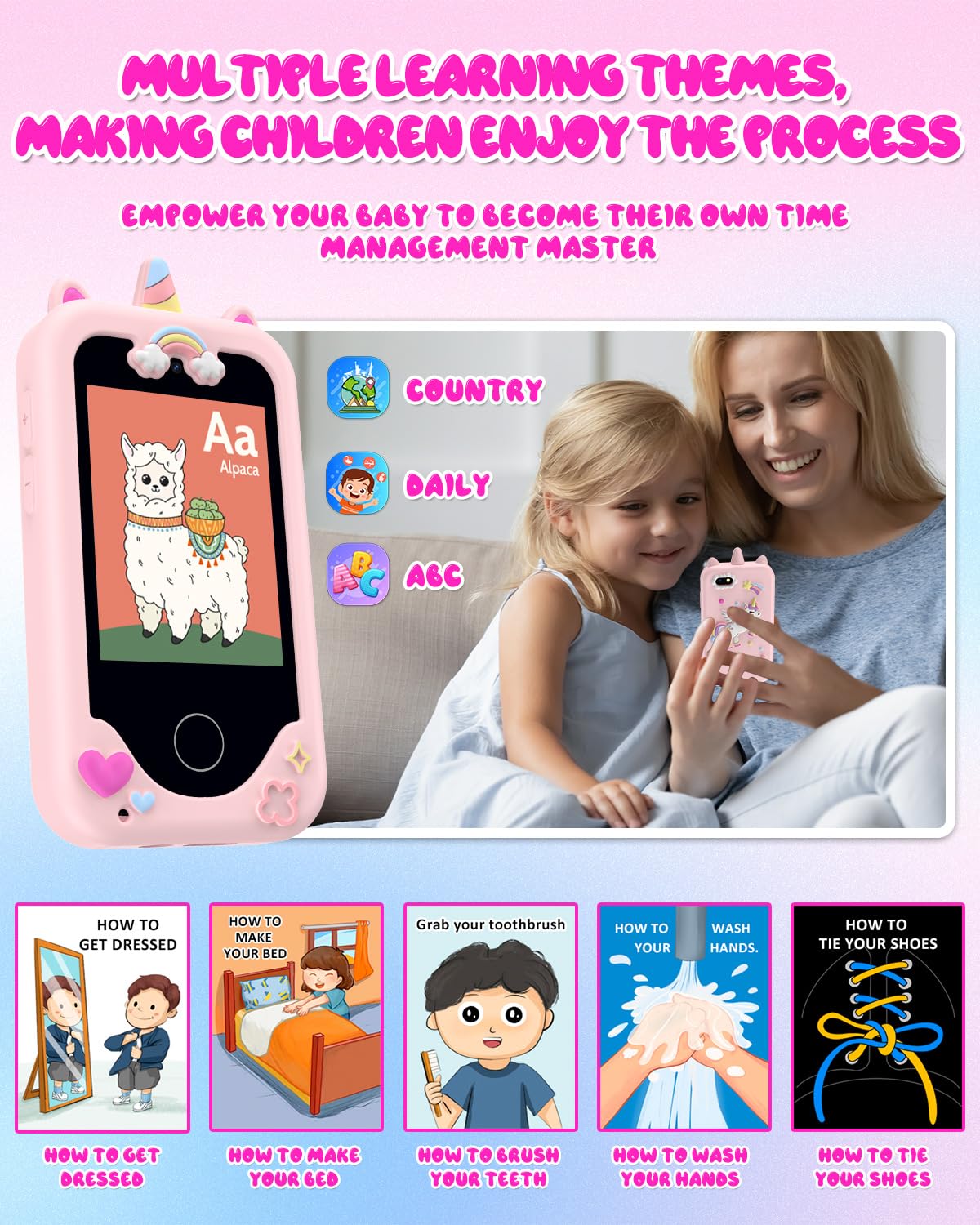 Touchscreen Kids Phone with Dual Cameras, 12 Apps & 8GB SD Card