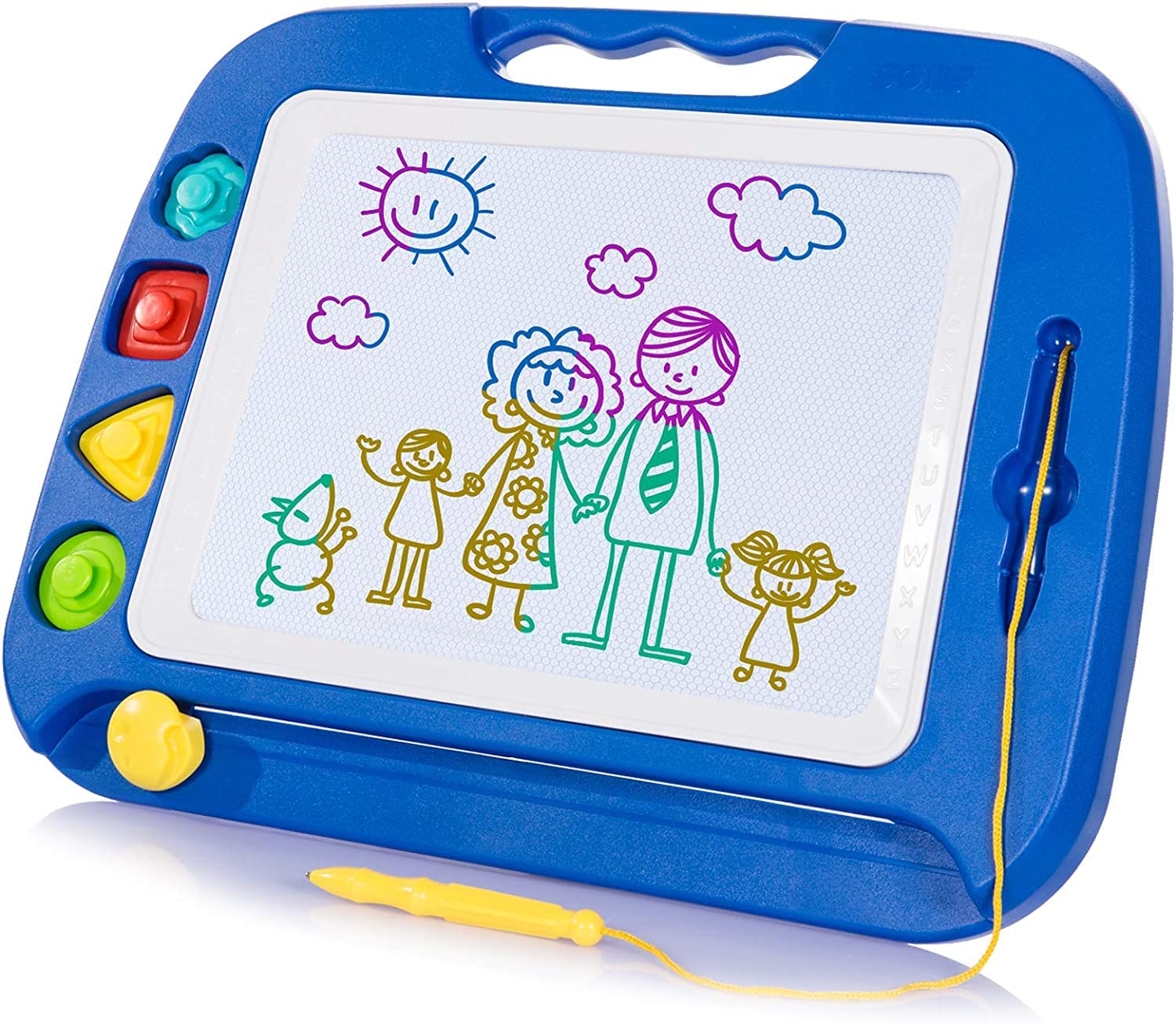 Magnetic Drawing Board for Toddlers 4-Color Pad with Stamps 10x8in