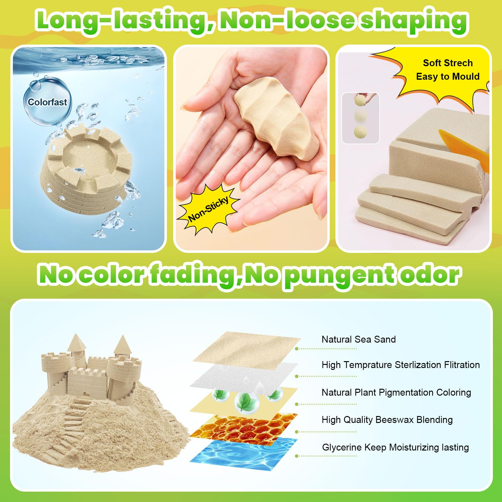 1lb PlaySand Kit with Foldable Sandbox, 6 Construction Trucks Tools