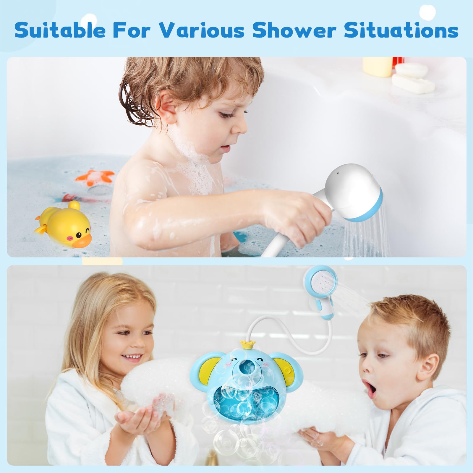 Elephant Bubble Machine - Bath Toy with Music & Floating Duck