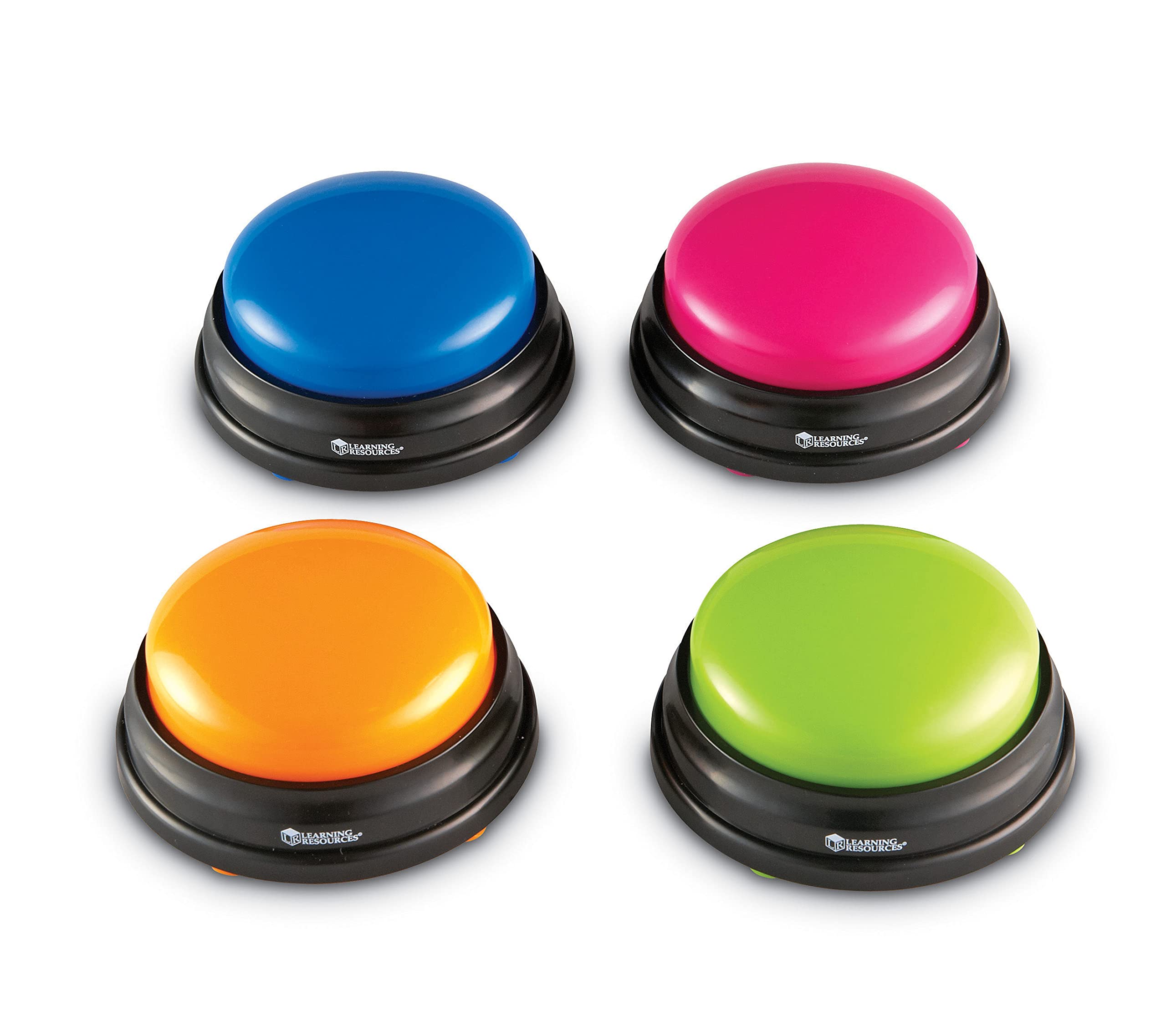 Learning Game Show Buzzers Set of 4 Colorful Pre-Recorded Sounds