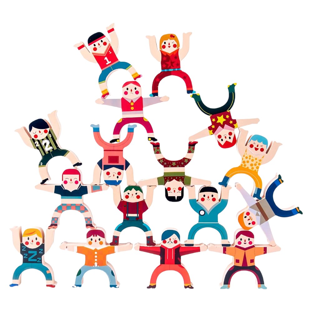 16-Piece Wooden Stacking Balance Game for Toddlers & Kids 3+