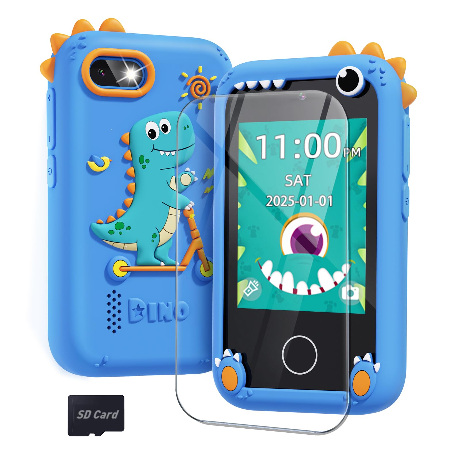 Kids Dinosaur Phone Toy, Touchscreen Smart Toy Dual Camera & Games