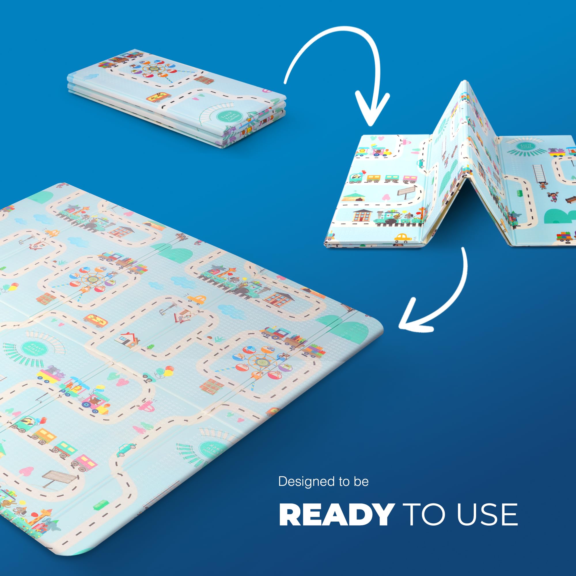 Foldable Reversible Mat for Play, Waterproof Picnic Mat Carry Bag