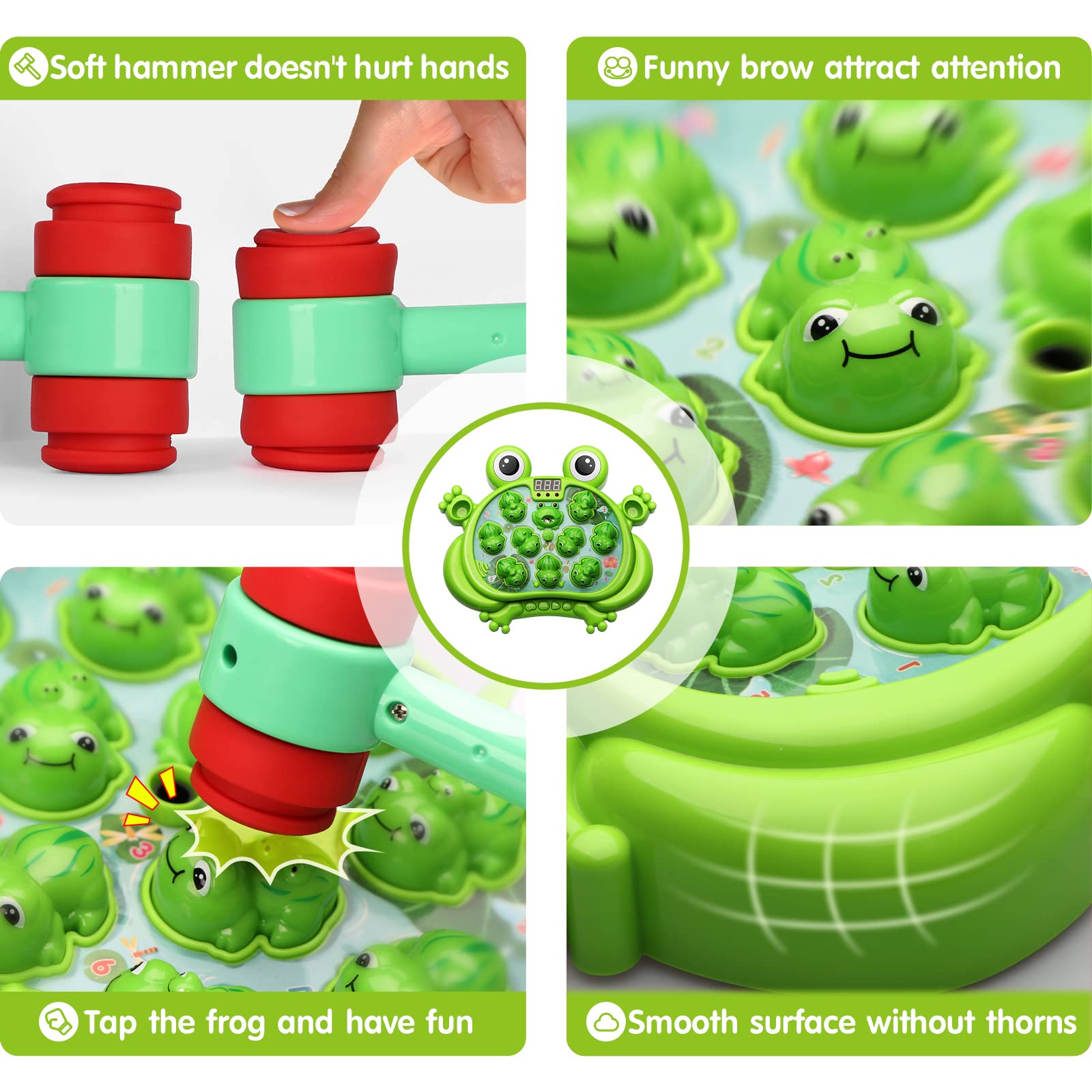 Interactive Frog Hammer Toy Light-Up, Spraying, Musical Game