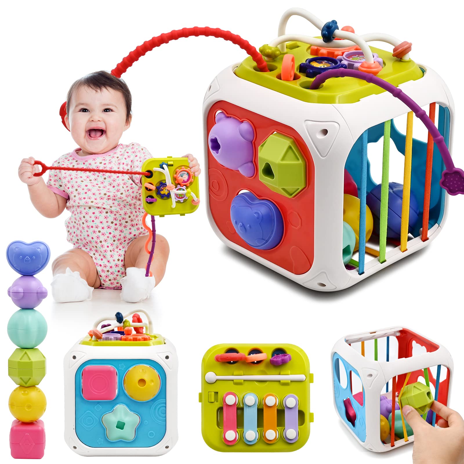 Baby Educational Toy 7-in-1, Activity Cube for 18-36 Months