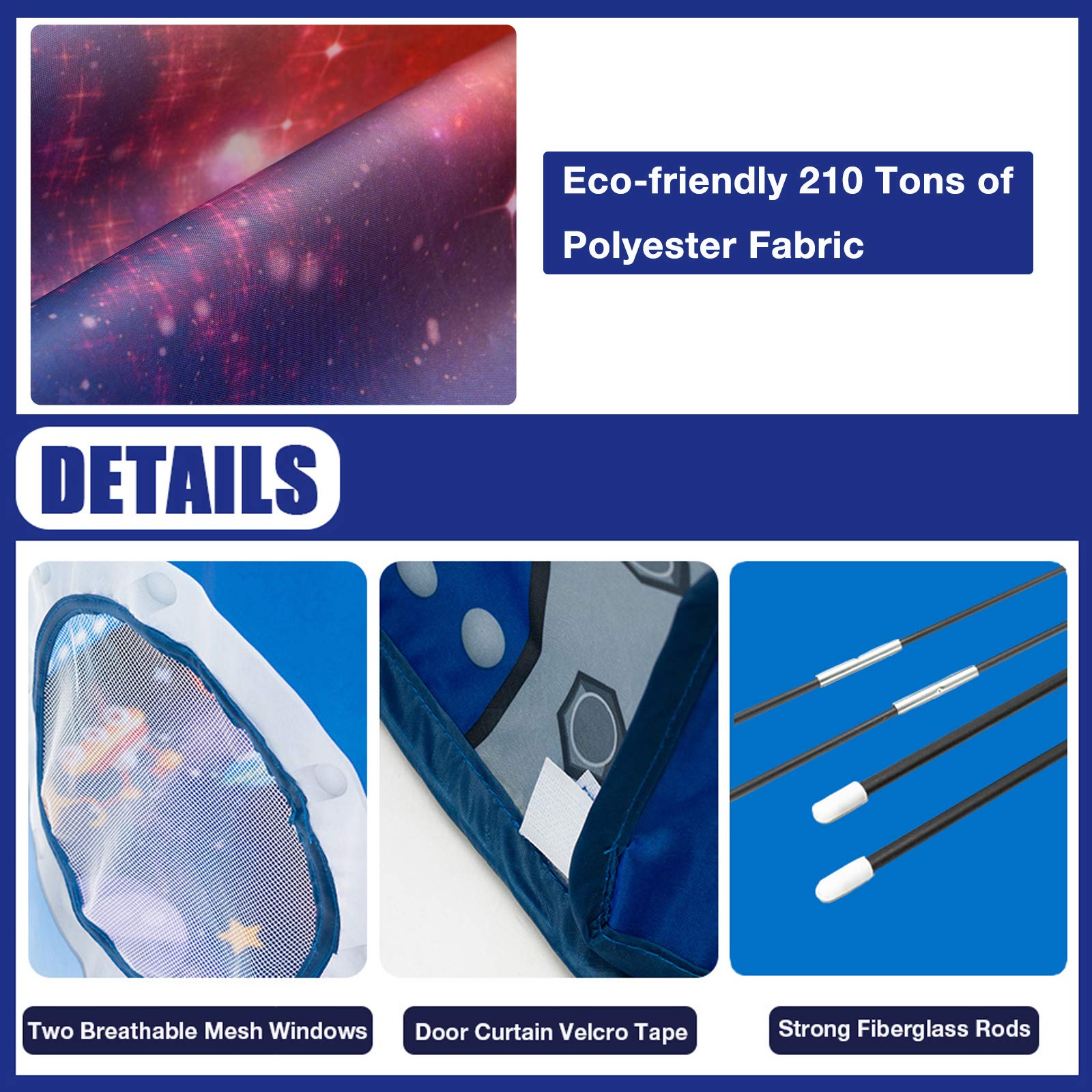 Foldable Rocket-Themed Kids Tent Playhouse for Indoor & Outdoor