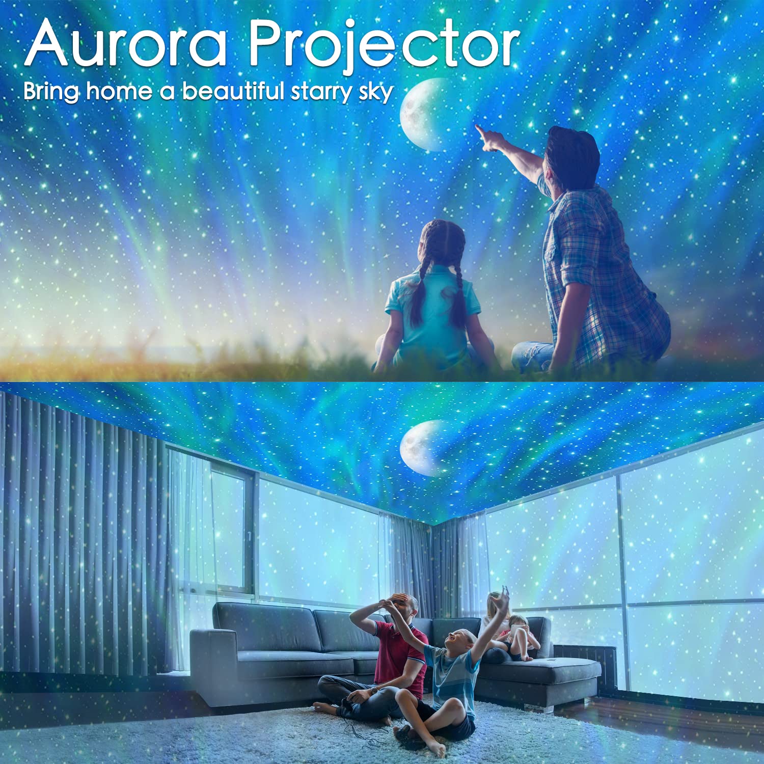 Starry Sky Projector with 14 Light Modes & White Noise for Bedroom