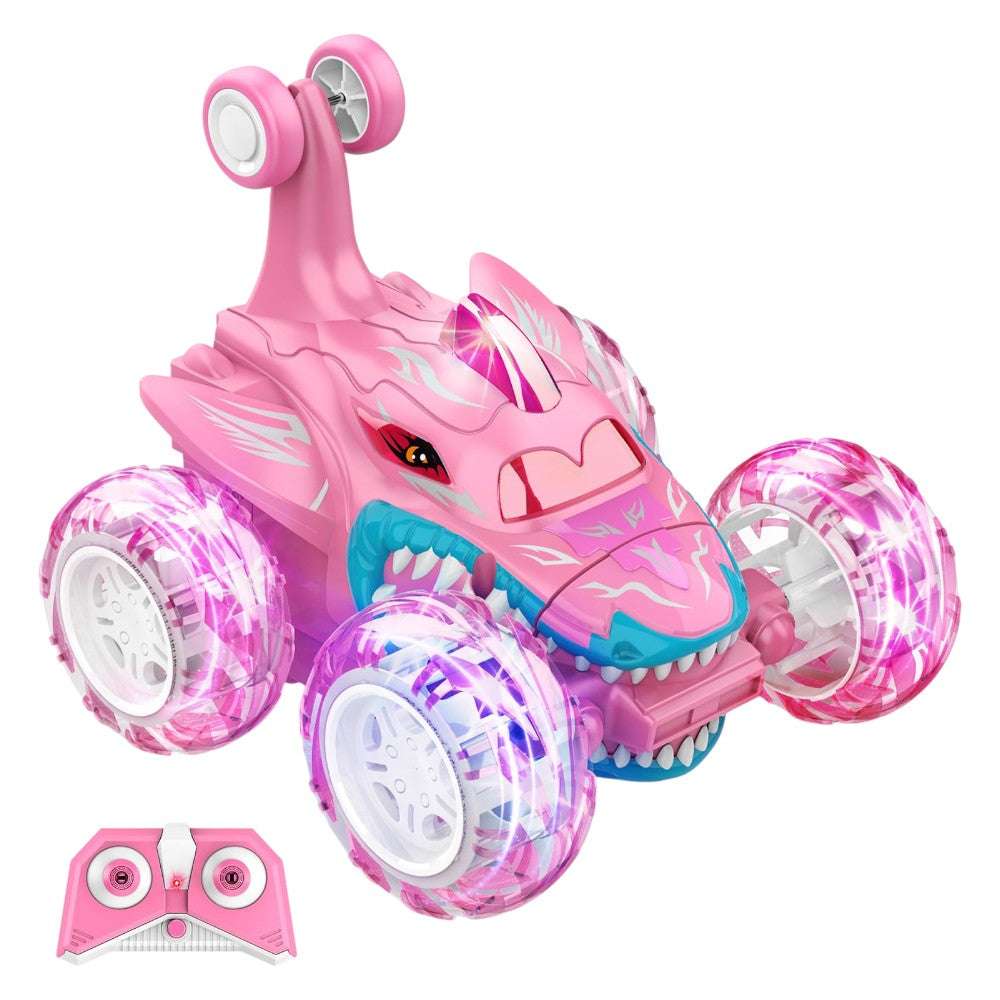 Shark RC Stunt Car – 360° Spins, LED Wheels, 2.4GHz Remote