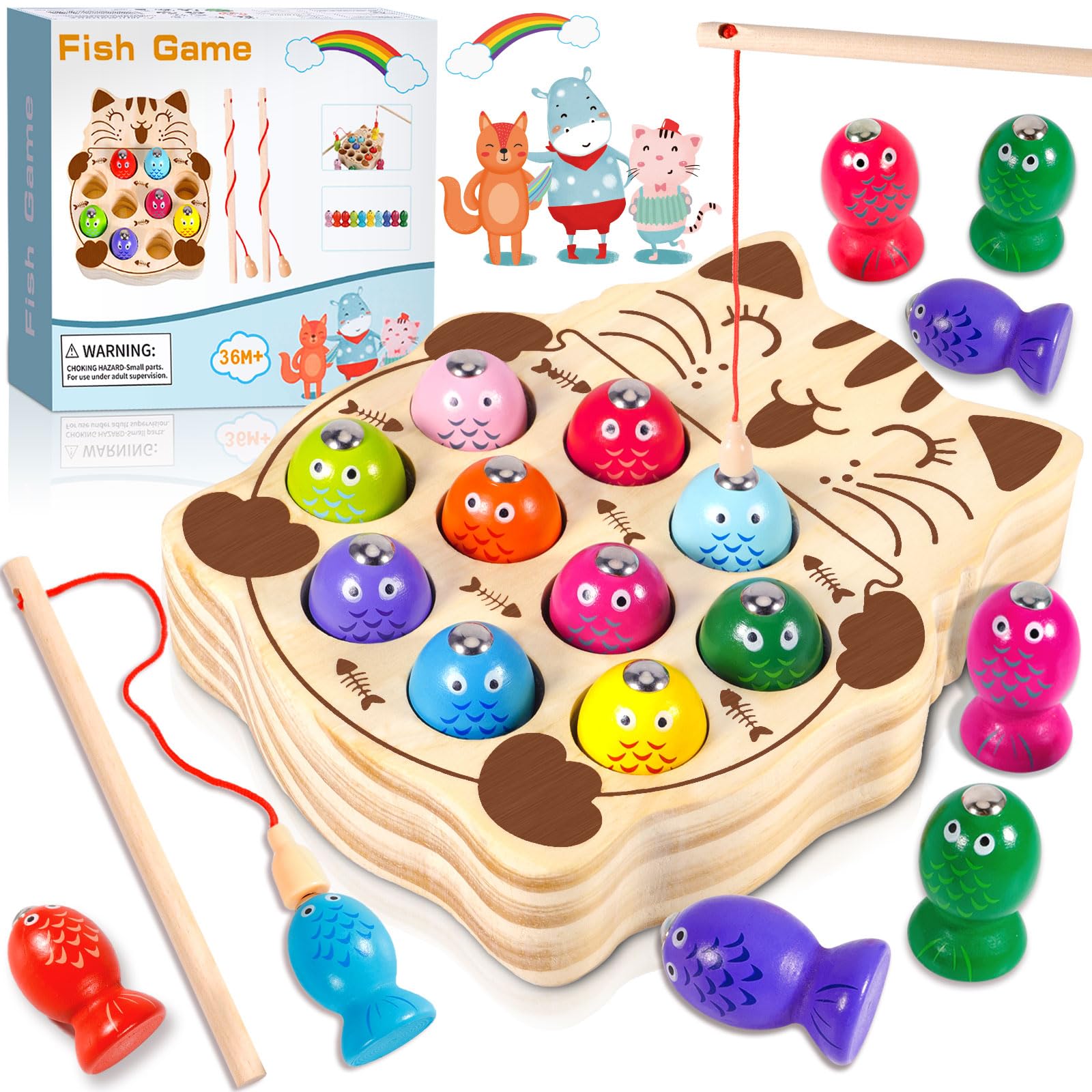 Magnetic Fishing Game - Wooden Toy for Kids 2-5 Years