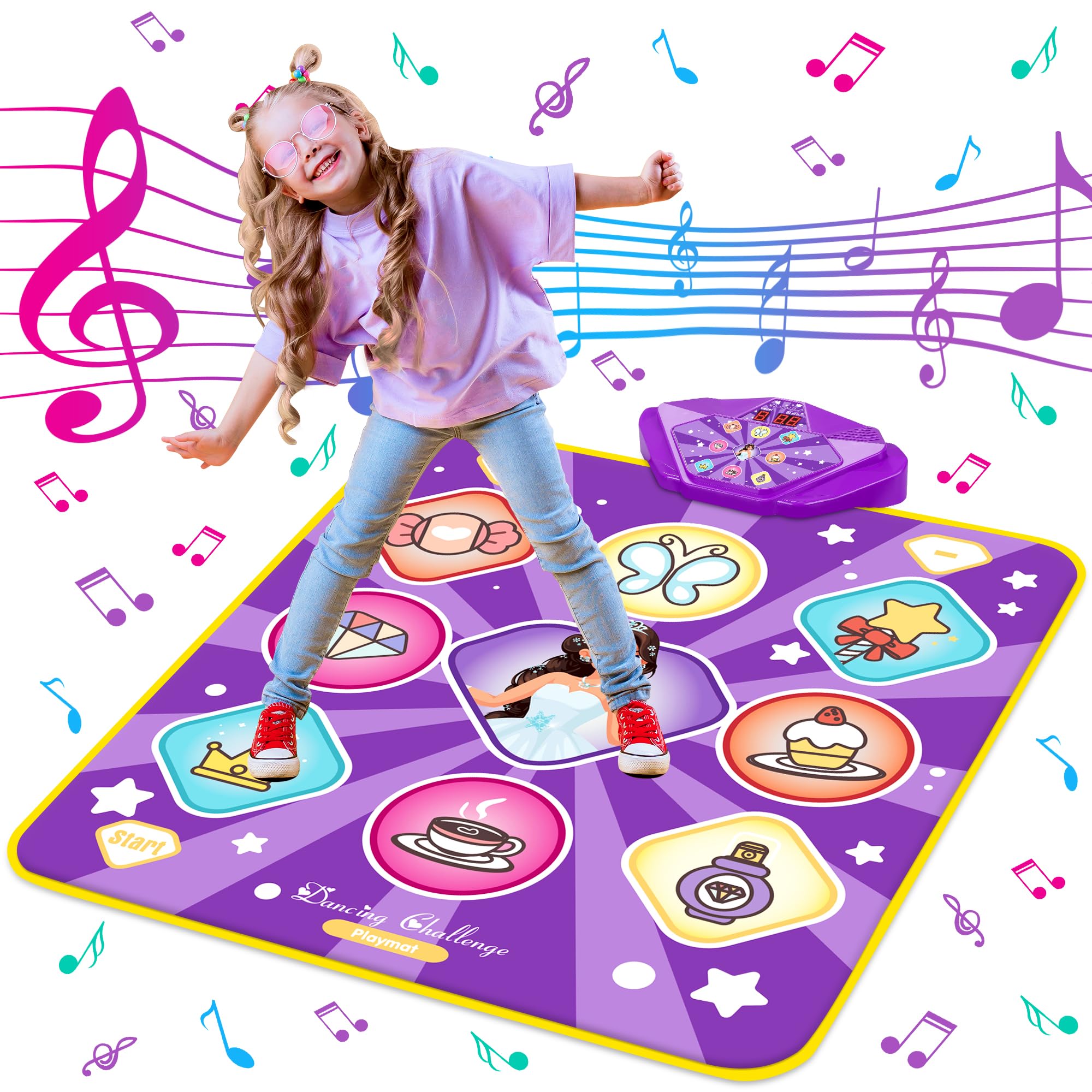 Light-Up Dance Mat for Kids Musical Step Game with 9 Patterns 5 Modes