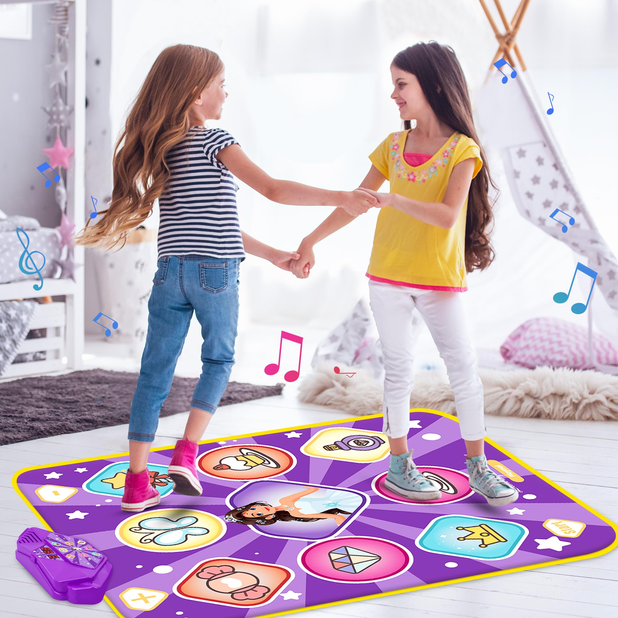 Light-Up Dance Mat for Kids Musical Step Game with 9 Patterns 5 Modes