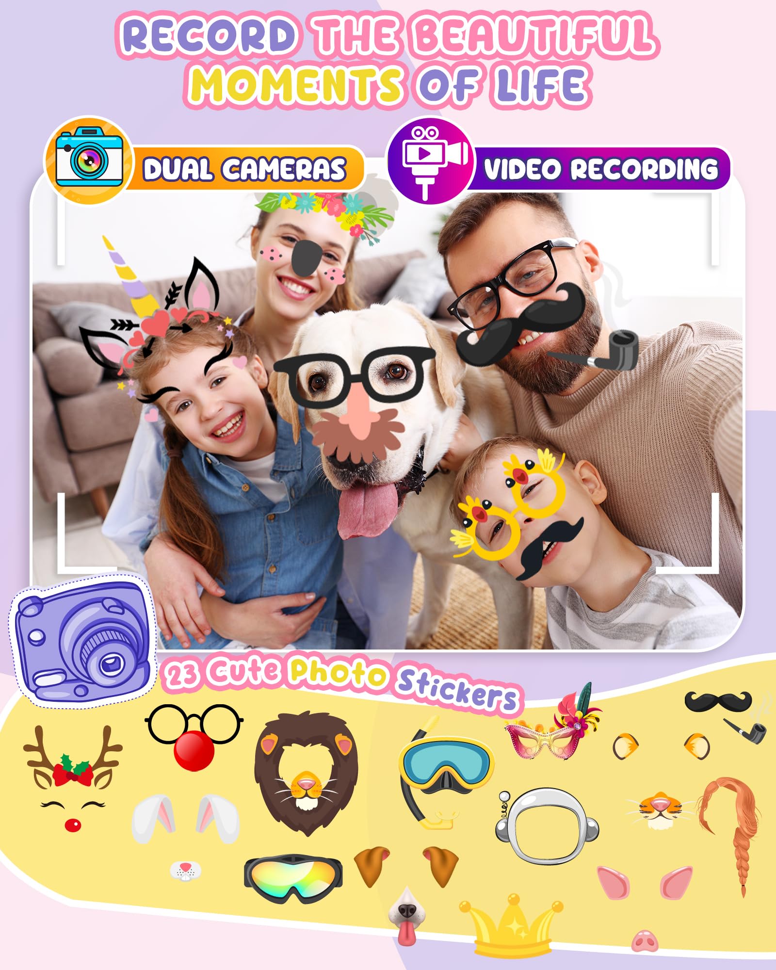 Kids Smart Phone Toy, Dual Camera & MP3 Player, Toddler Learning Games