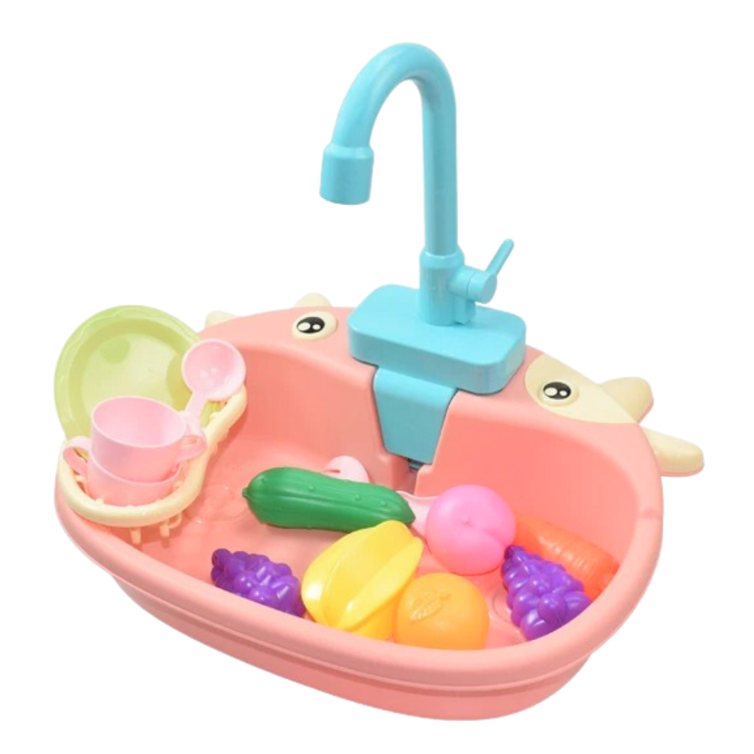 Electric Kitchen Sink Toy Set – Mini Pretend Dishwasher & Accessories