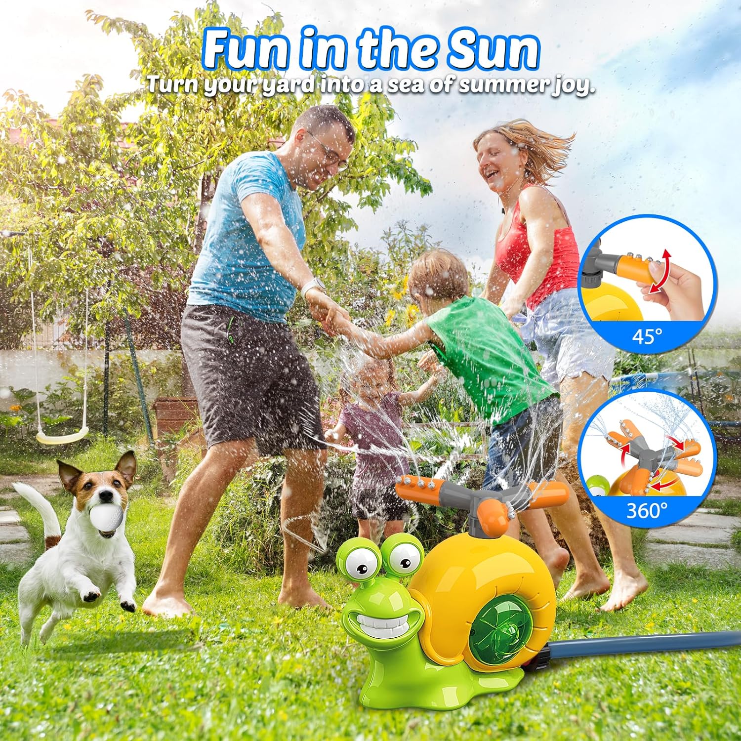 2-in-1 Water Baseball Sprinkler Toy with Rotating Head for Kids