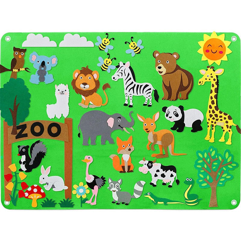 Interactive Felt Board with Zoo, Sea, Farm, Space Themes for Kids