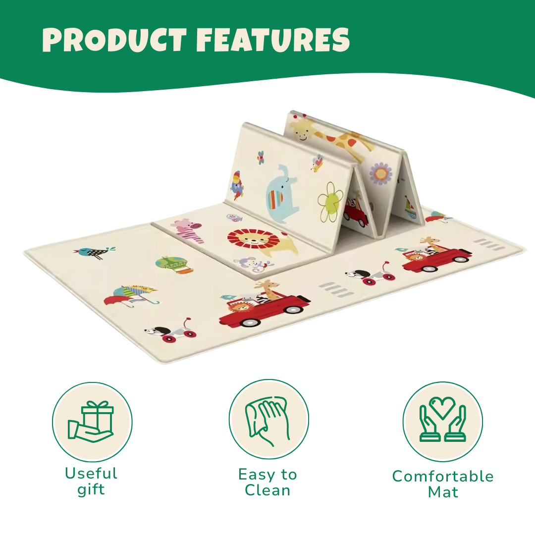 Foldable Waterproof Baby Play Mat with Double-Sided Cartoon Surface