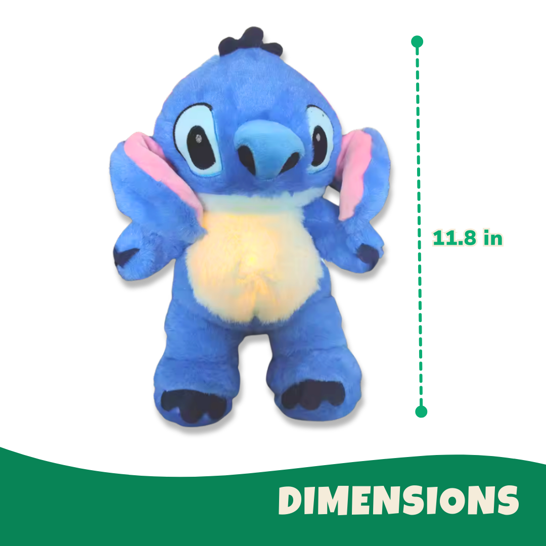 Blue Stitch-Inspired Breathing Plush Toy with Soothing Light and Sound