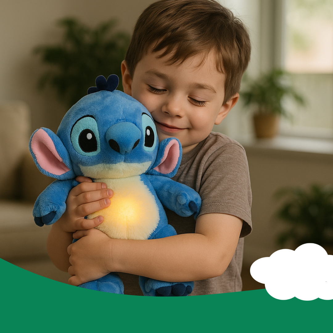 Blue Stitch-Inspired Breathing Plush Toy with Soothing Light and Sound