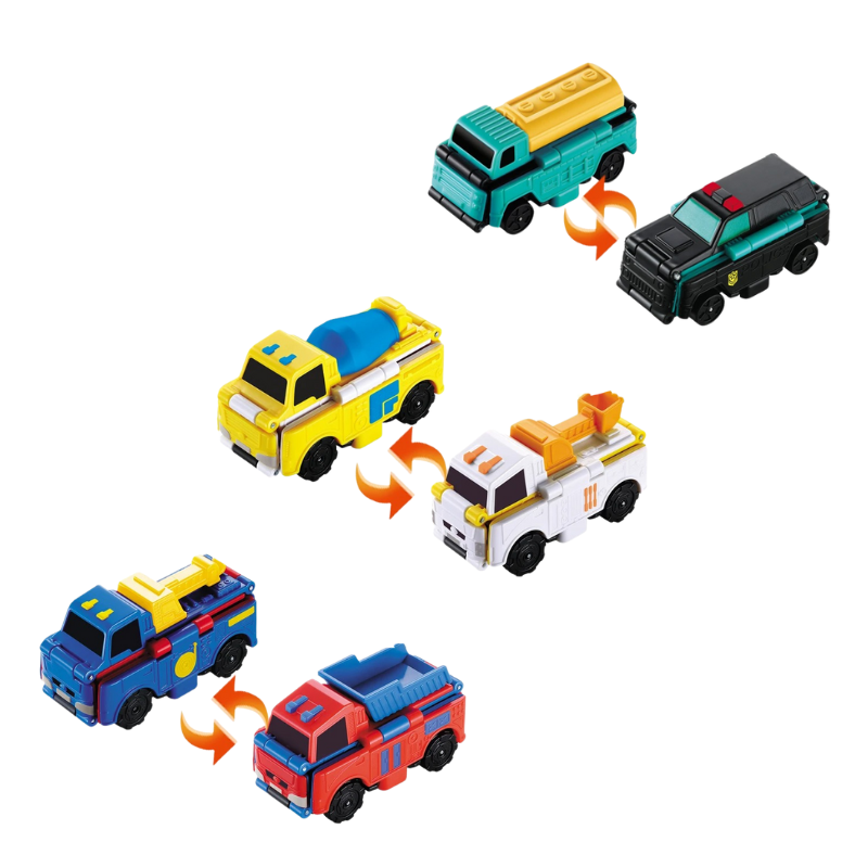 Transforming Flip Cars for Kids Dual-Sided Vehicle Toy for Ages 2-5