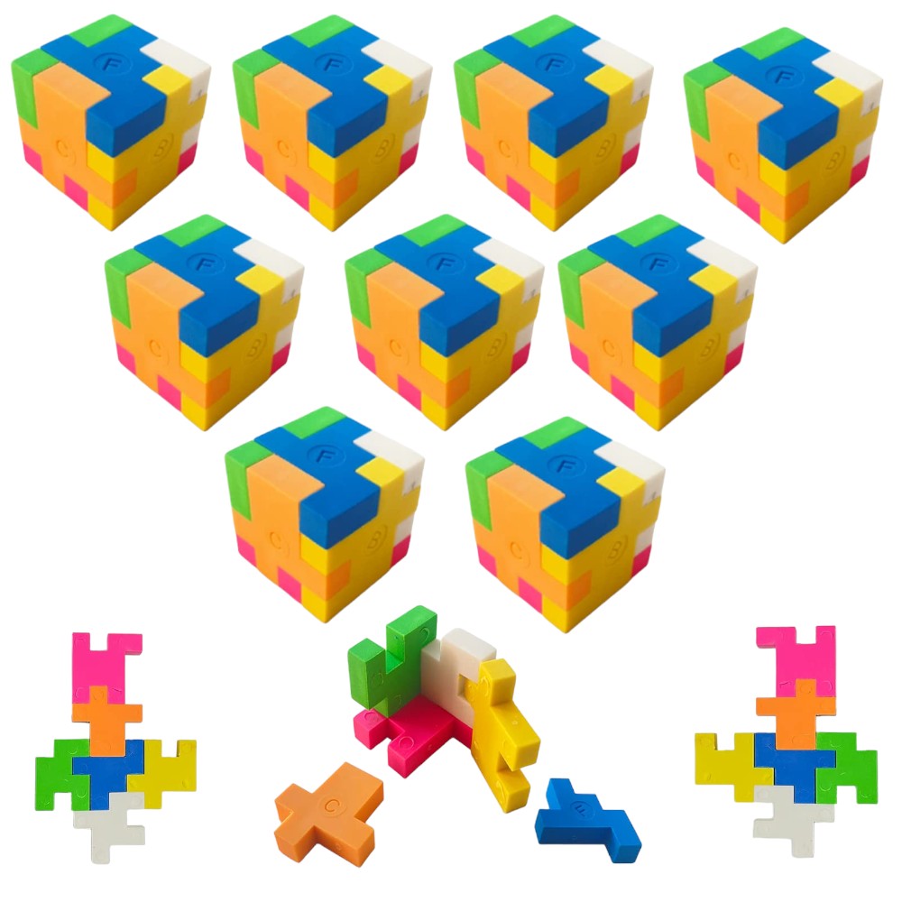 Cubic Puzzle Eraser Set, Colorful and Practical