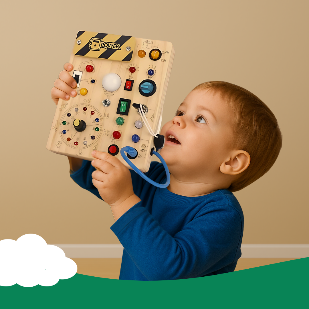 Montessori Busy Board with LED Lights and Switches for Toddlers
