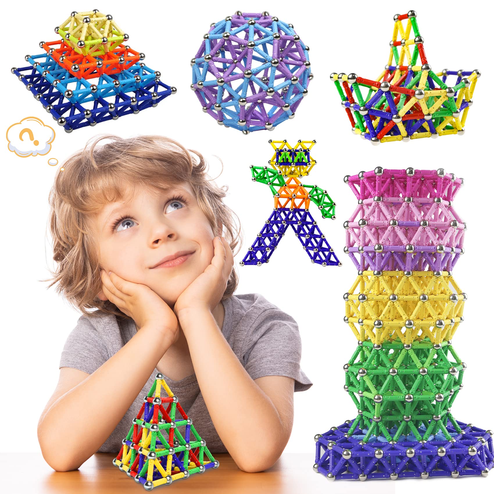 144-Piece Magnetic Building Sticks 3D Puzzle Set for Kids