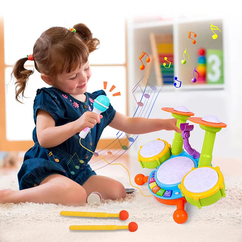 3-in-1 Interactive Drum Baby Set Toddler Music Toy Lights & Sounds