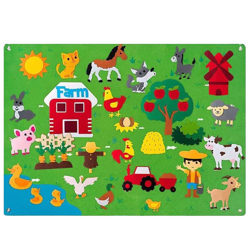 Interactive Felt Board with Zoo, Sea, Farm, Space Themes for Kids