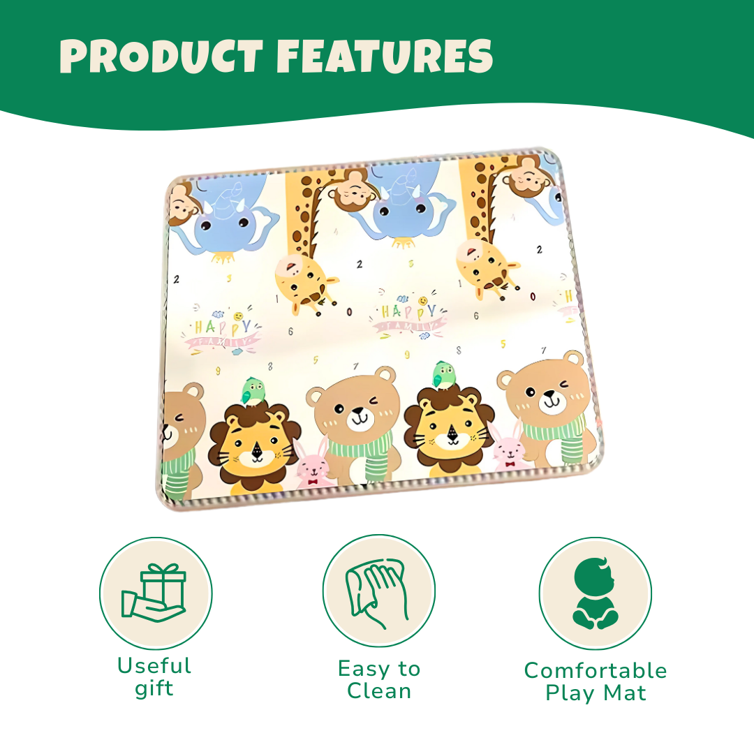 Large Foldable Baby Play Mat, Double-Sided Surface and Cushioned Foam