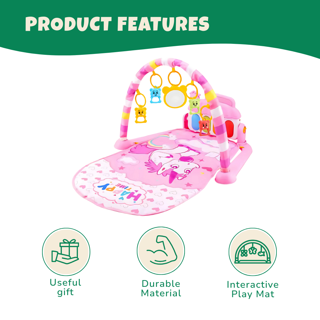 Baby Activity Gym with Kick Piano, Hanging Toys 0-36 Months Blue/Pink