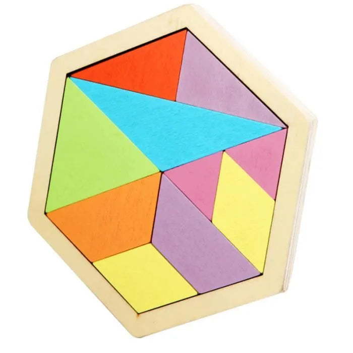 Hexagon Tangram Puzzle Wooden Logic & Spatial Game
