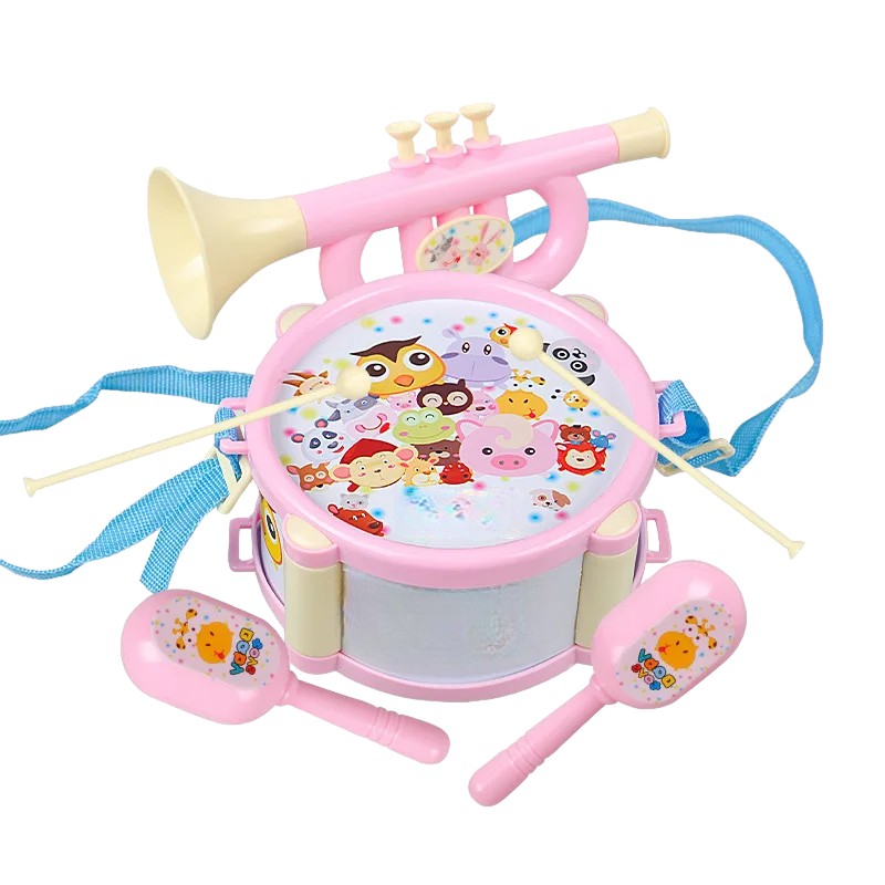 Double-Sided Baby Drum with Hand Tapping, Waist Strap & Trumpet